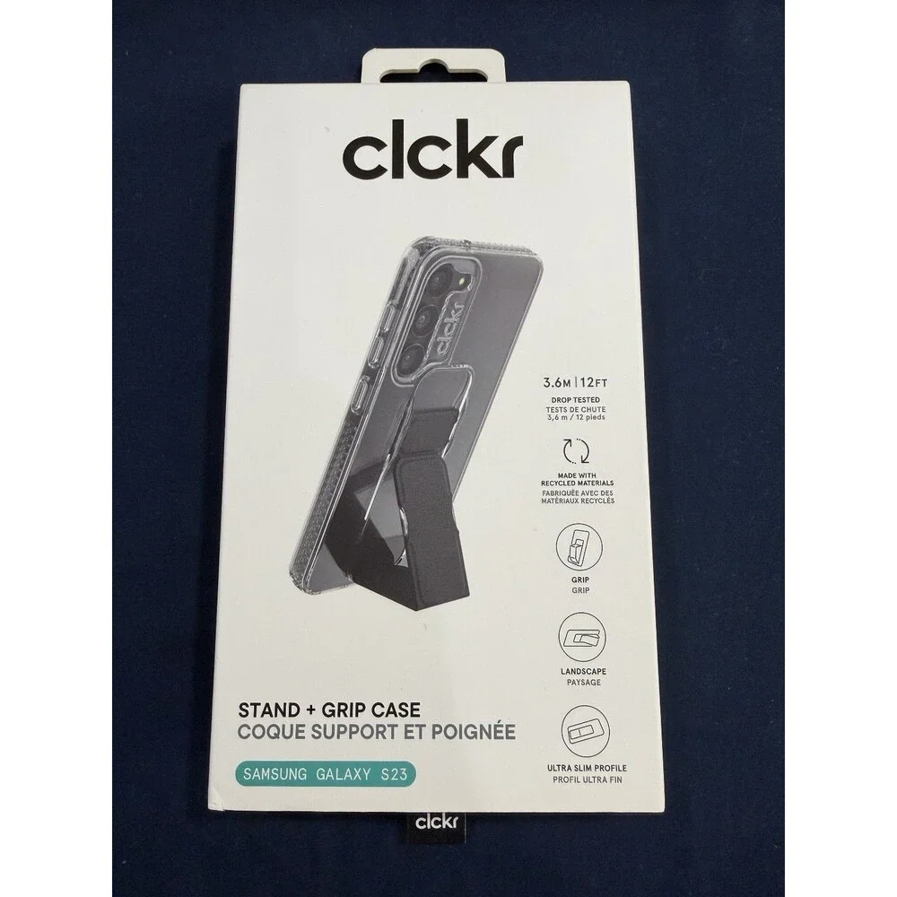 CLCKR Stand + Grip Series Case for Samsung Galaxy S23 - Black - NEW IN BOX